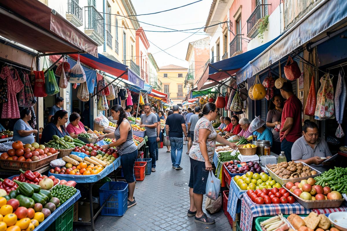 A colorful open-air market