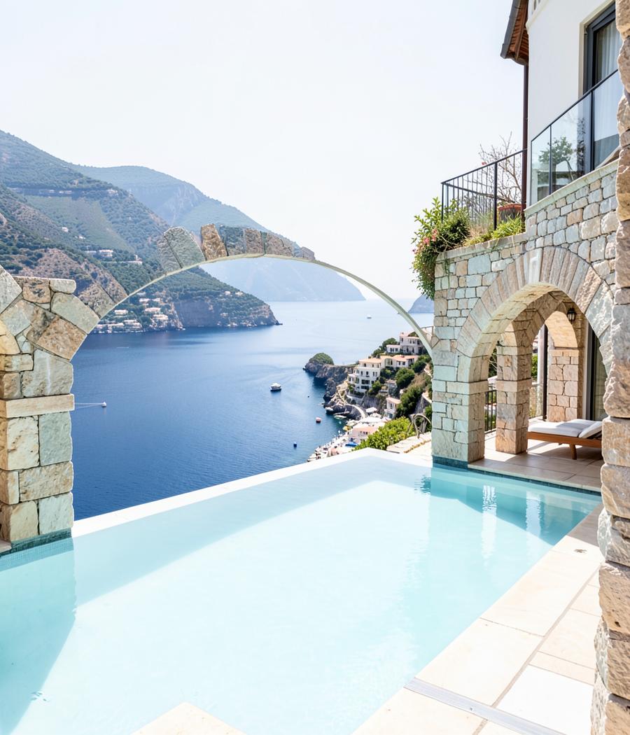 Infinity pool above the Amalfi coastline